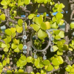 ‼️SALE‼️316L Stainless Steel Hoop Earrings with Light Blue Crystall